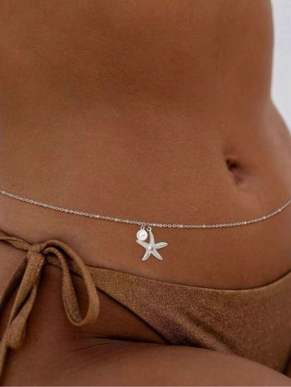 Silver Starfish and tiny beading Waist Chain